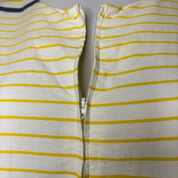 Vintage 60s Yellow Stripes Sleeveless Mini Mod Shift Dress Zip Front Size 9 - Picture 4 of 8